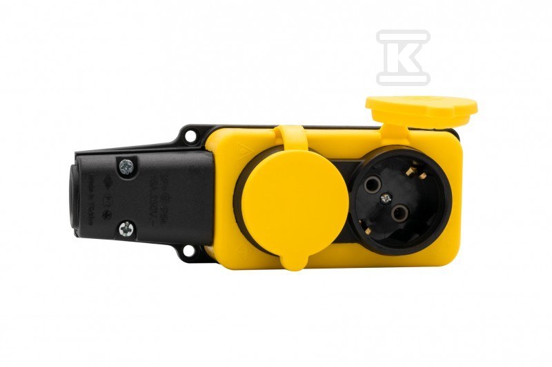 Listwa gumowa 2x230V 16A SCHUKO żółta - F6.0400